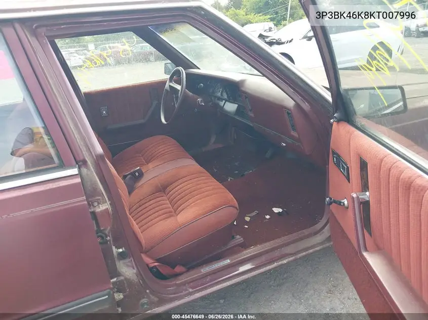1989 Plymouth Reliant Le VIN: 3P3BK46K8KT007996 Lot: 45476649