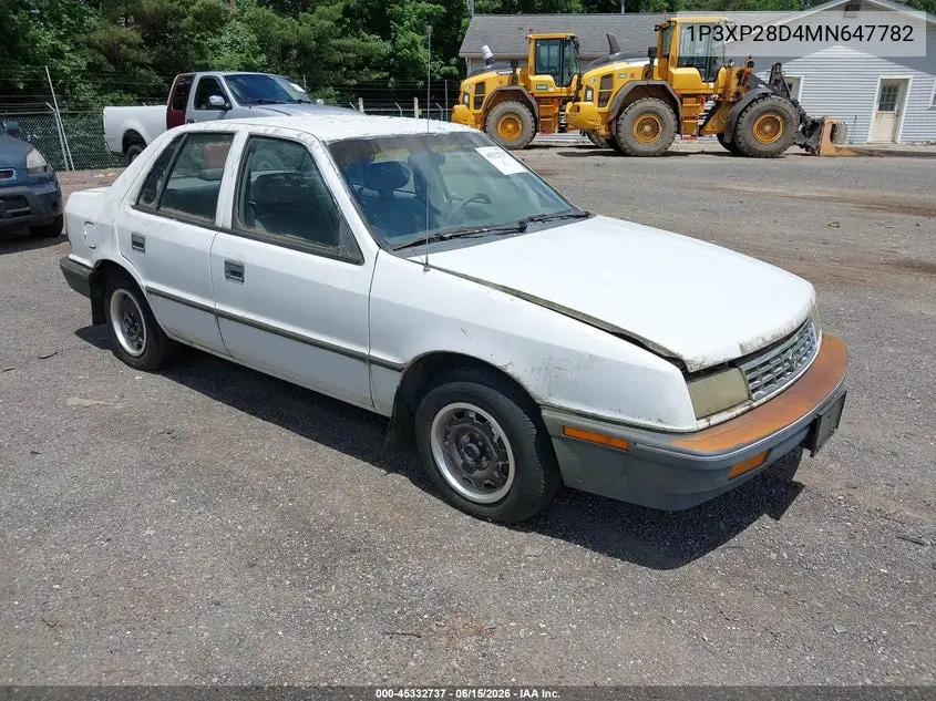 1991 Plymouth Sundance America/S VIN: 1P3XP28D4MN647782 Lot: 45332737