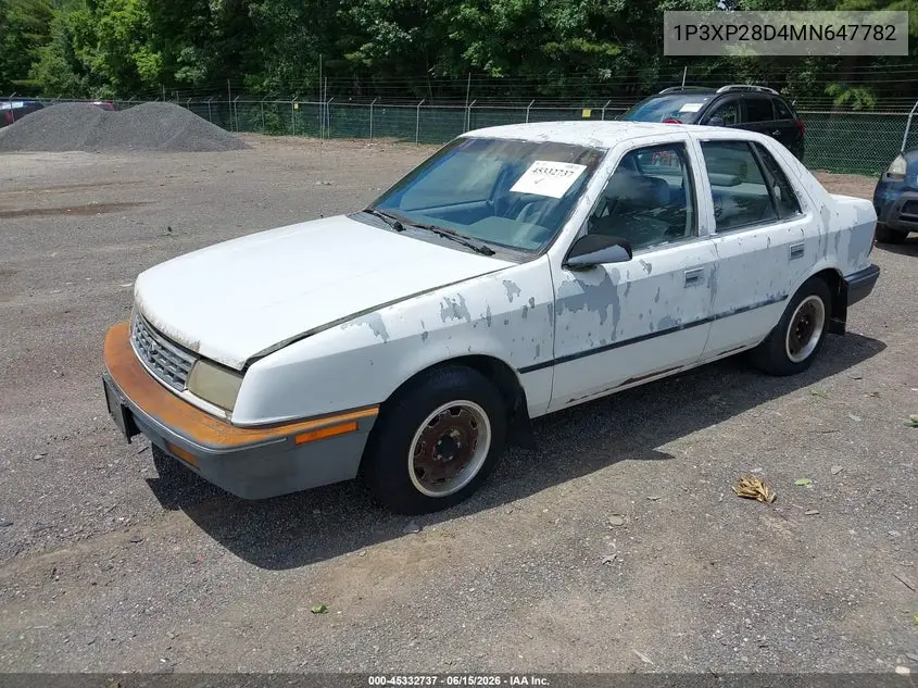 1991 Plymouth Sundance America/S VIN: 1P3XP28D4MN647782 Lot: 45332737
