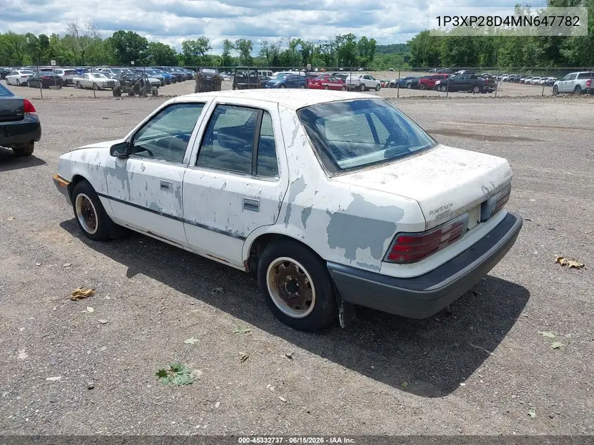 1991 Plymouth Sundance America/S VIN: 1P3XP28D4MN647782 Lot: 45332737