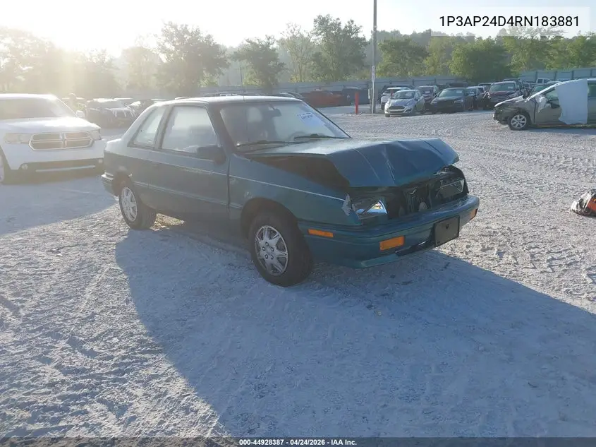 1994 Plymouth Sundance VIN: 1P3AP24D4RN183881 Lot: 44928387