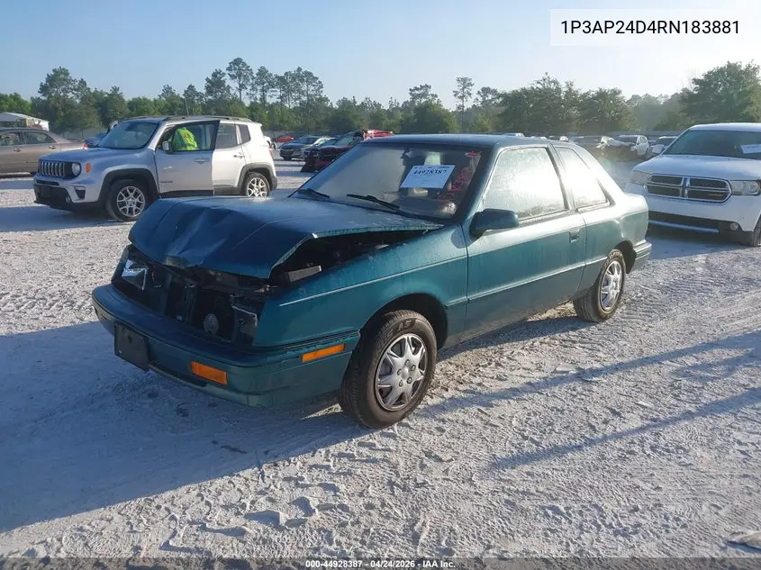 1994 Plymouth Sundance VIN: 1P3AP24D4RN183881 Lot: 44928387