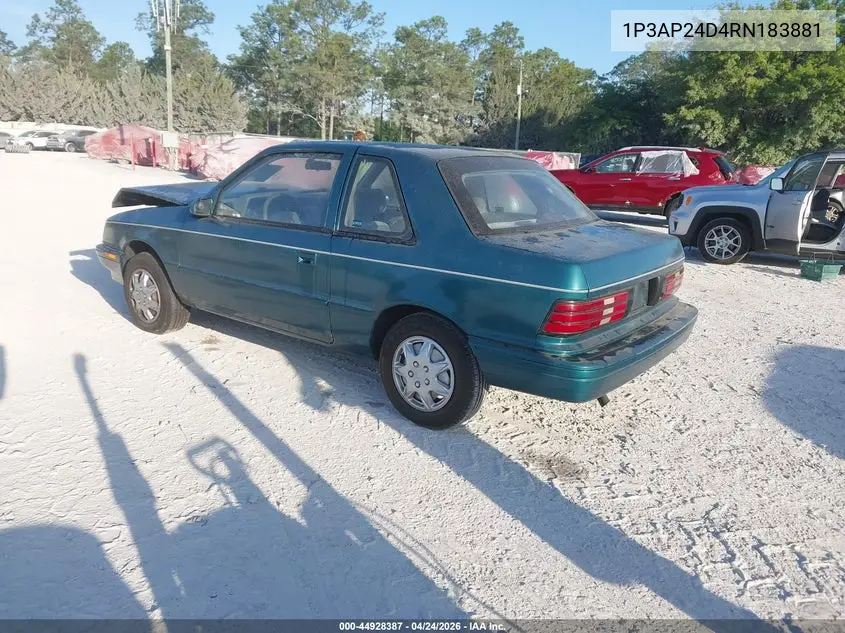 1994 Plymouth Sundance VIN: 1P3AP24D4RN183881 Lot: 44928387