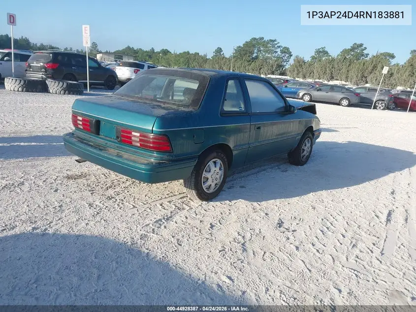 1994 Plymouth Sundance VIN: 1P3AP24D4RN183881 Lot: 44928387