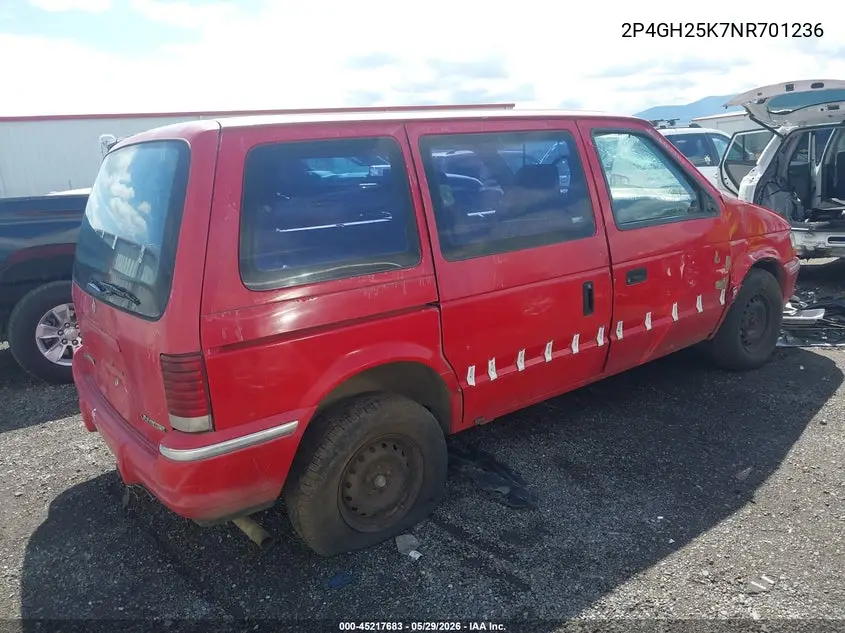 1992 Plymouth Voyager VIN: 2P4GH25K7NR701236 Lot: 45217683