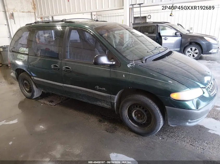 1999 Plymouth Voyager Se VIN: 2P4GP45GXXR192689 Lot: 45408107