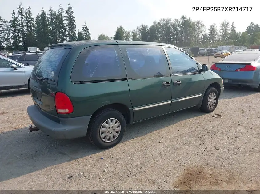 1999 Plymouth Voyager VIN: 2P4FP25B7XR214717 Lot: 45677820