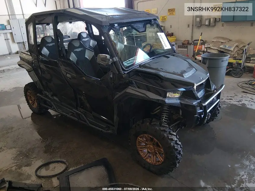 2019 Polaris General 4 1000 Eps Ride Command Edition VIN: 3NSRHK992KH837322 Lot: 45531060