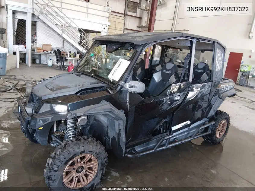 2019 Polaris General 4 1000 Eps Ride Command Edition VIN: 3NSRHK992KH837322 Lot: 45531060
