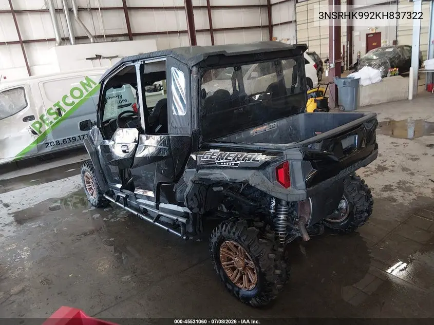 2019 Polaris General 4 1000 Eps Ride Command Edition VIN: 3NSRHK992KH837322 Lot: 45531060