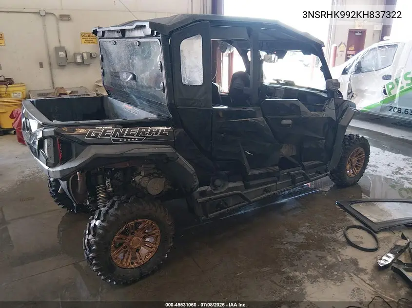 2019 Polaris General 4 1000 Eps Ride Command Edition VIN: 3NSRHK992KH837322 Lot: 45531060