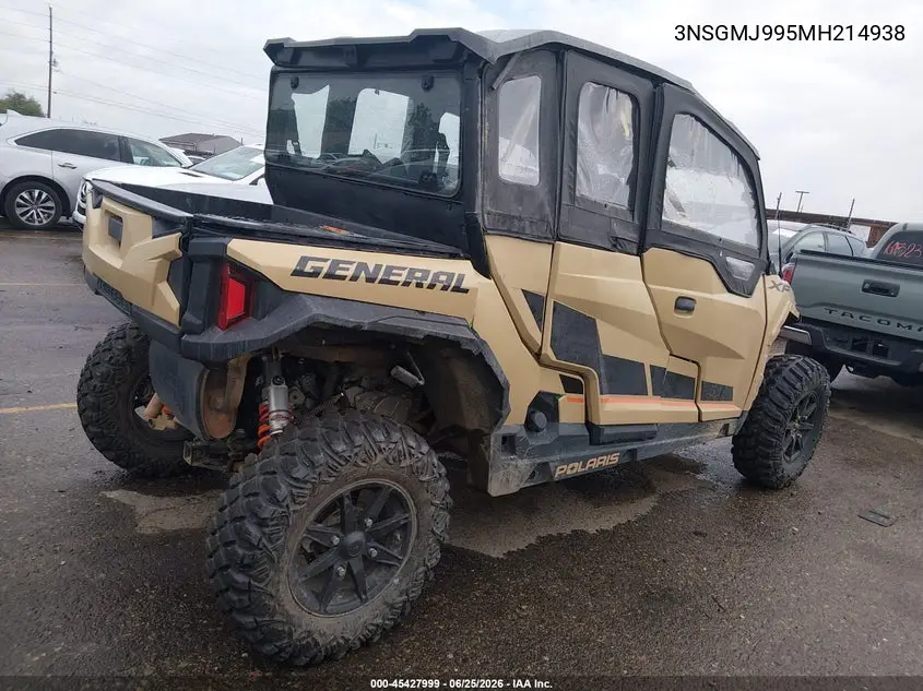 2021 Polaris General Xp 4 1000 Deluxe Ride Command VIN: 3NSGMJ995MH214938 Lot: 45427999