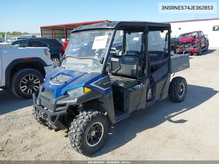 2018 Polaris Ranger Crew 570-4 Eps VIN: 3NSRNE574JE362853 Lot: 45012547