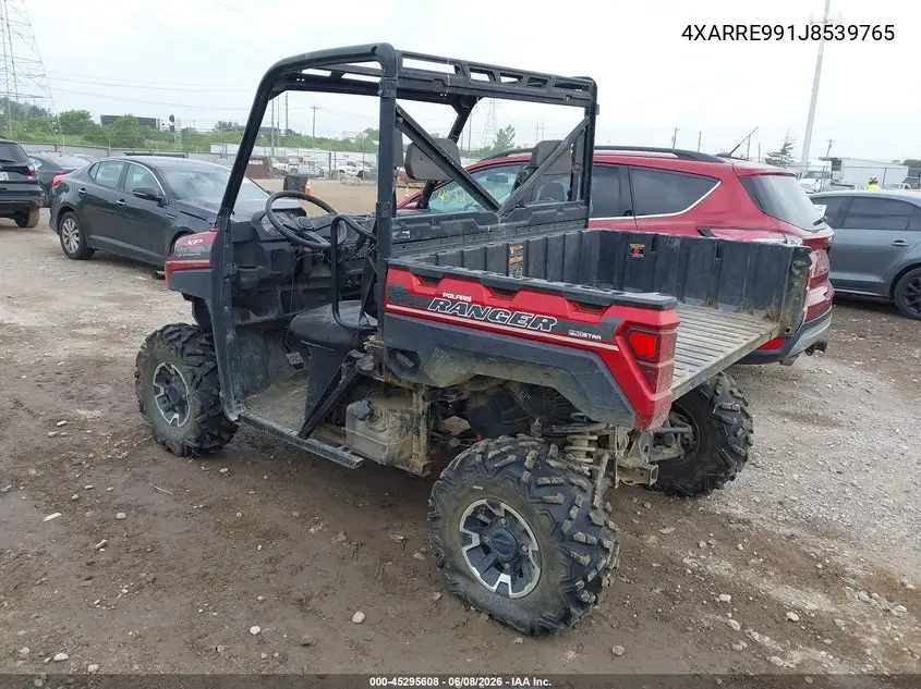 2018 Polaris Ranger Xp 1000 Eps VIN: 4XARRE991J8539765 Lot: 45295608