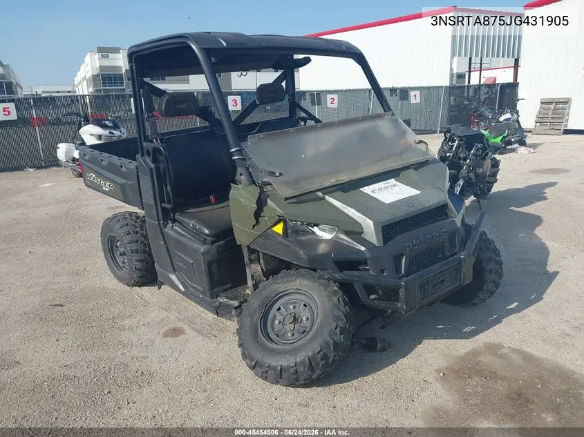 2018 Polaris Ranger Xp 900 VIN: 3NSRTA875JG431905 Lot: 45454506