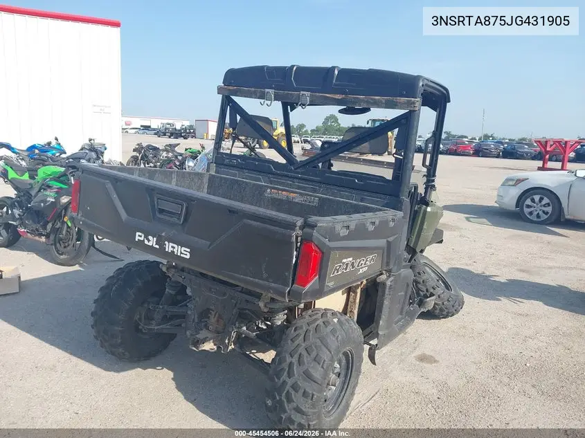 2018 Polaris Ranger Xp 900 VIN: 3NSRTA875JG431905 Lot: 45454506