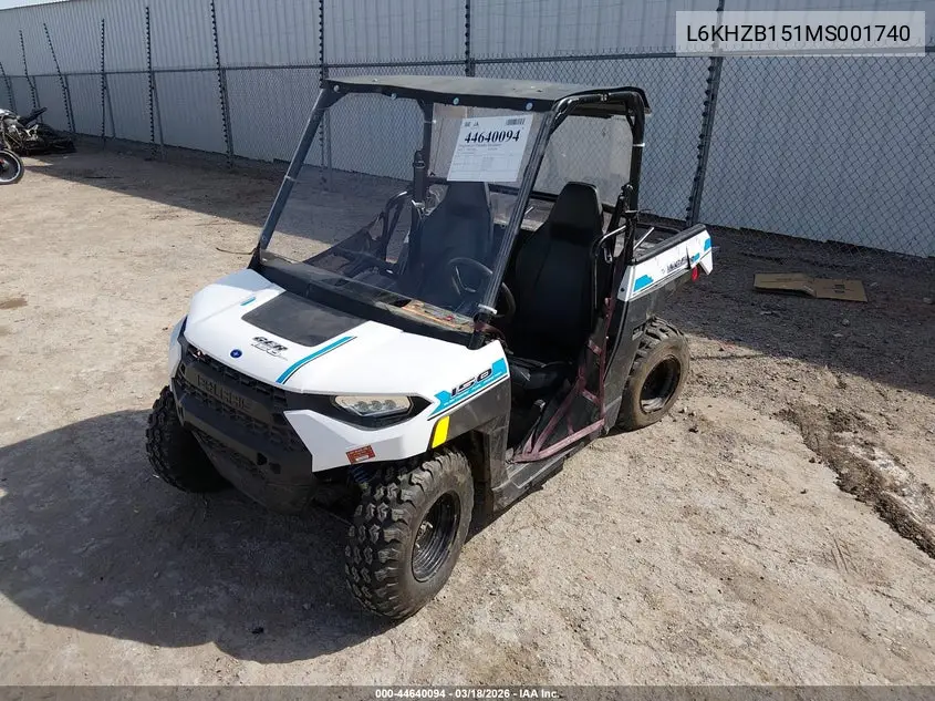 2021 Polaris Ranger 150 Efi VIN: L6KHZB151MS001740 Lot: 44640094