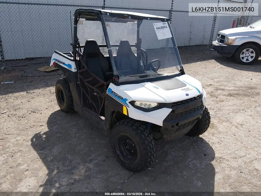 2021 Polaris Ranger 150 Efi VIN: L6KHZB151MS001740 Lot: 44640094