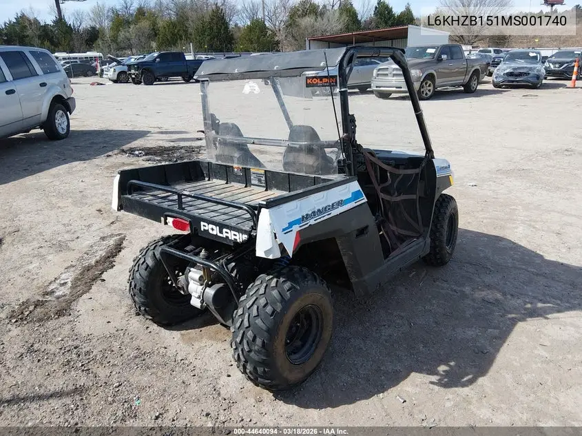 2021 Polaris Ranger 150 Efi VIN: L6KHZB151MS001740 Lot: 44640094