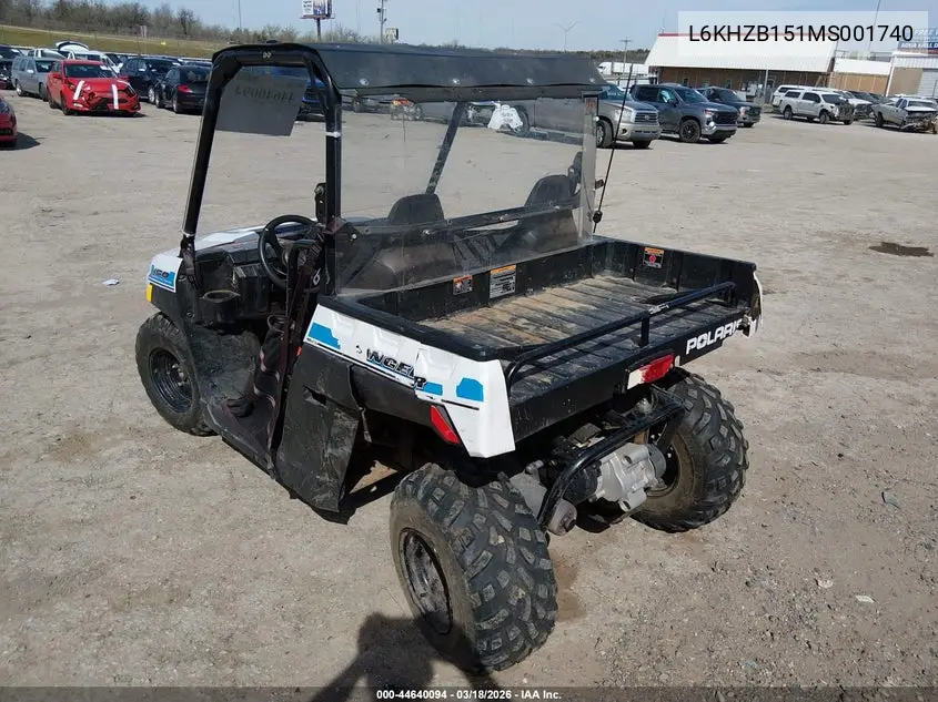 2021 Polaris Ranger 150 Efi VIN: L6KHZB151MS001740 Lot: 44640094