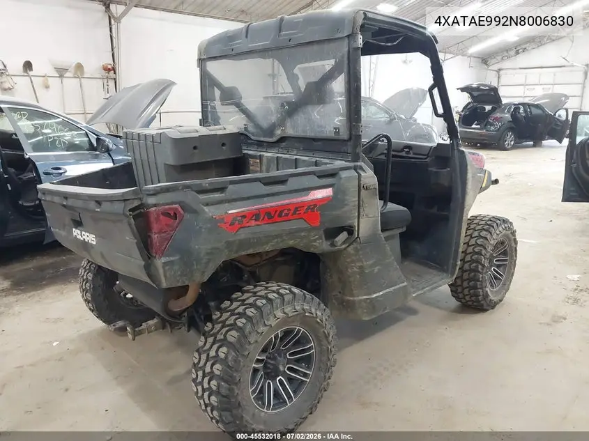 2022 Polaris Ranger 1000 Eps/1000 Premium VIN: 4XATAE992N8006830 Lot: 45532018
