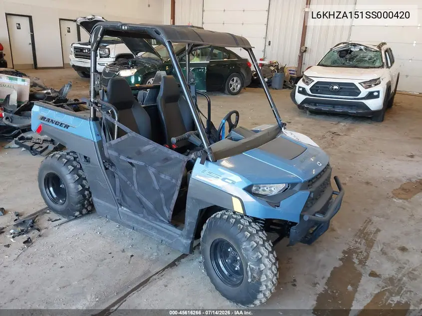 2025 Polaris Ranger 150 VIN: L6KHZA151SS000420 Lot: 45616266