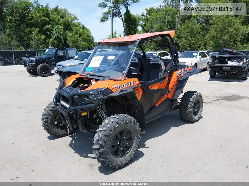 2015 Polaris Rzr Xp 1000 Eps VIN: 4XAVDE997FB315147 Lot: 45438339