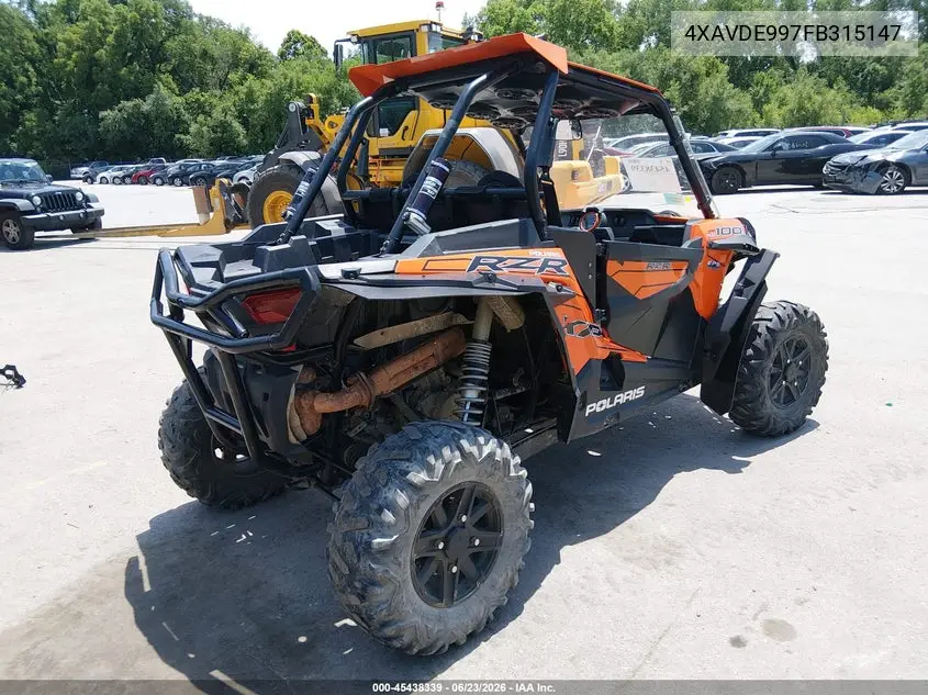 2015 Polaris Rzr Xp 1000 Eps VIN: 4XAVDE997FB315147 Lot: 45438339
