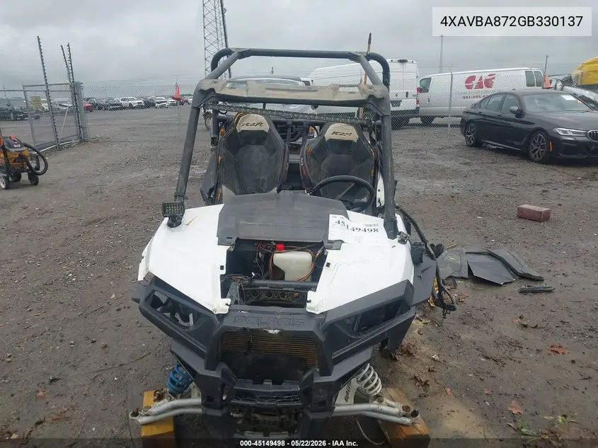 2016 Polaris Rzr S 900 VIN: 4XAVBA872GB330137 Lot: 45149498