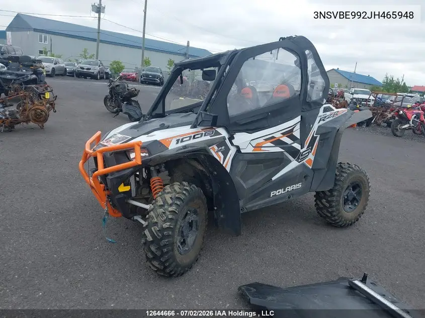 2018 Polaris Rzr S 1000 Eps VIN: 3NSVBE992JH465948 Lot: 12644666