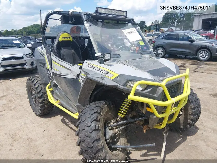 2018 Polaris Rzr S 900 Eps VIN: 3NSVBE874JH475011 Lot: 45108267