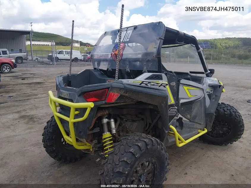 2018 Polaris Rzr S 900 Eps VIN: 3NSVBE874JH475011 Lot: 45108267