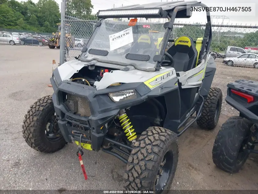 2018 Polaris Rzr S 900 Eps VIN: 3NSVBE870JH467505 Lot: 45581936