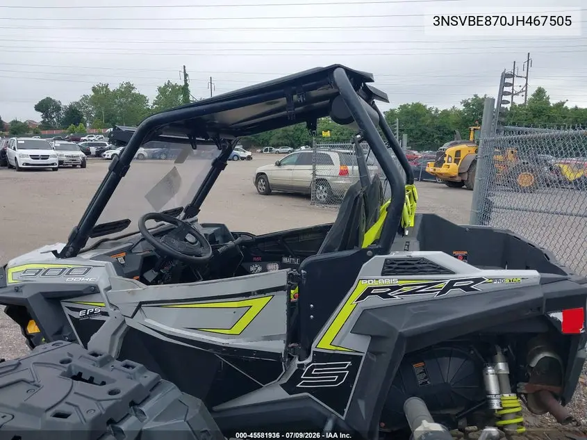 2018 Polaris Rzr S 900 Eps VIN: 3NSVBE870JH467505 Lot: 45581936