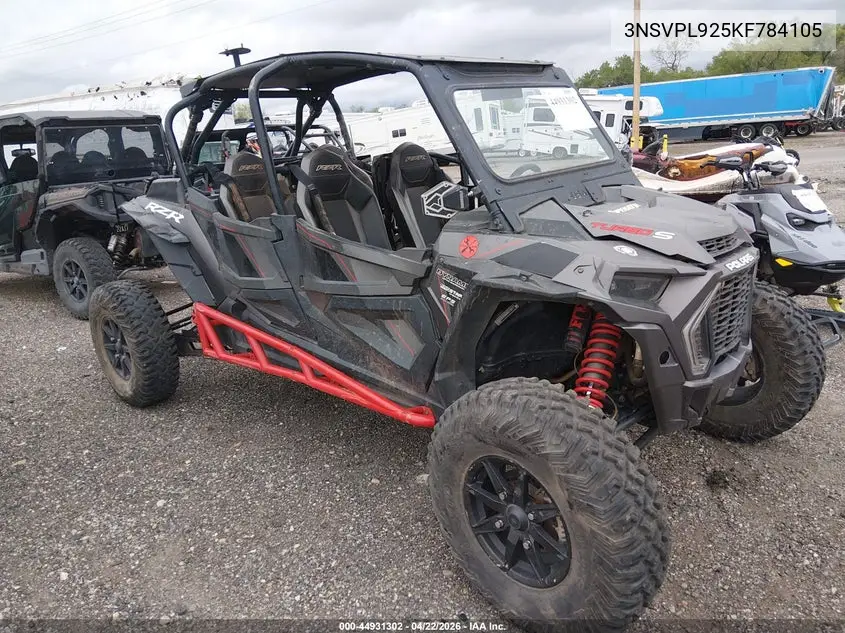 2019 Polaris Rzr Xp 4 Turbo S VIN: 3NSVPL925KF784105 Lot: 44931302