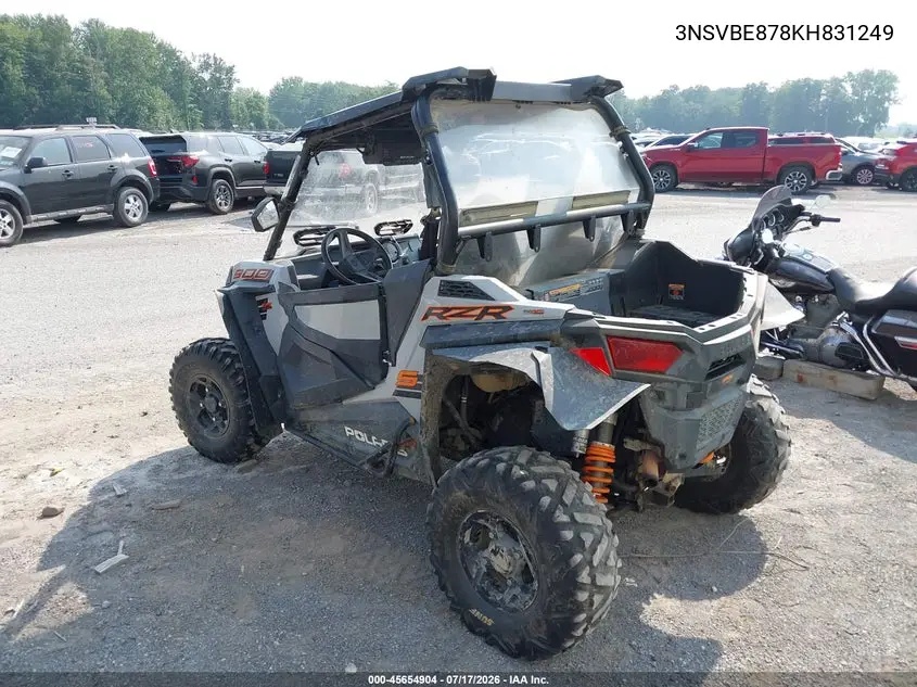 2019 Polaris Rzr S 900 Eps VIN: 3NSVBE878KH831249 Lot: 45654904