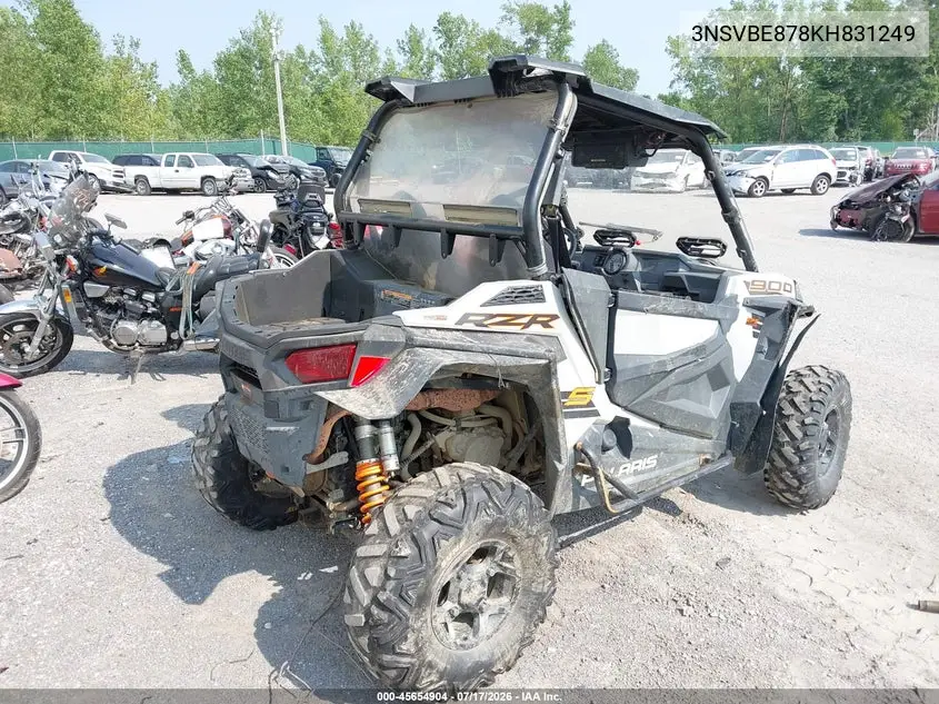 2019 Polaris Rzr S 900 Eps VIN: 3NSVBE878KH831249 Lot: 45654904