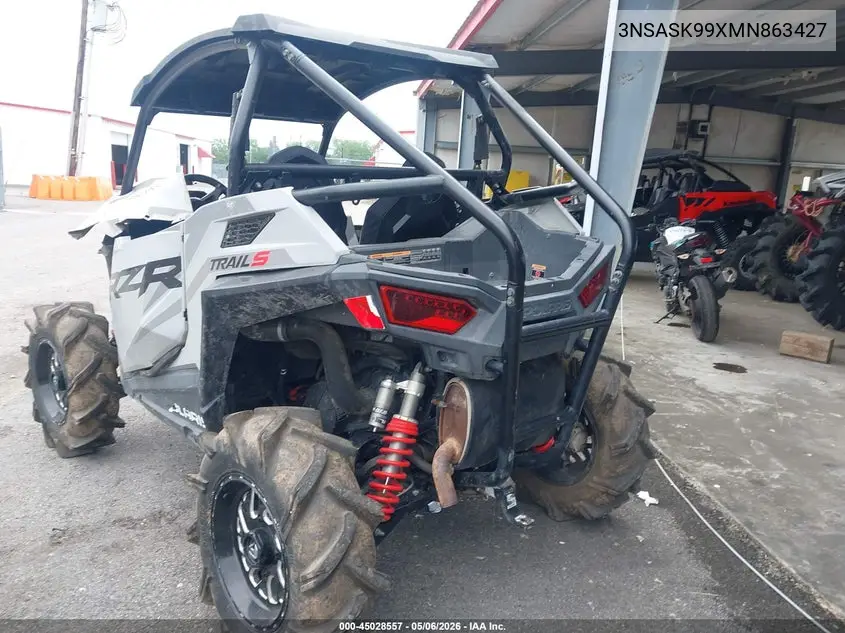 2021 Polaris Rzr Trail S 1000 Ultimate VIN: 3NSASK99XMN863427 Lot: 45028557