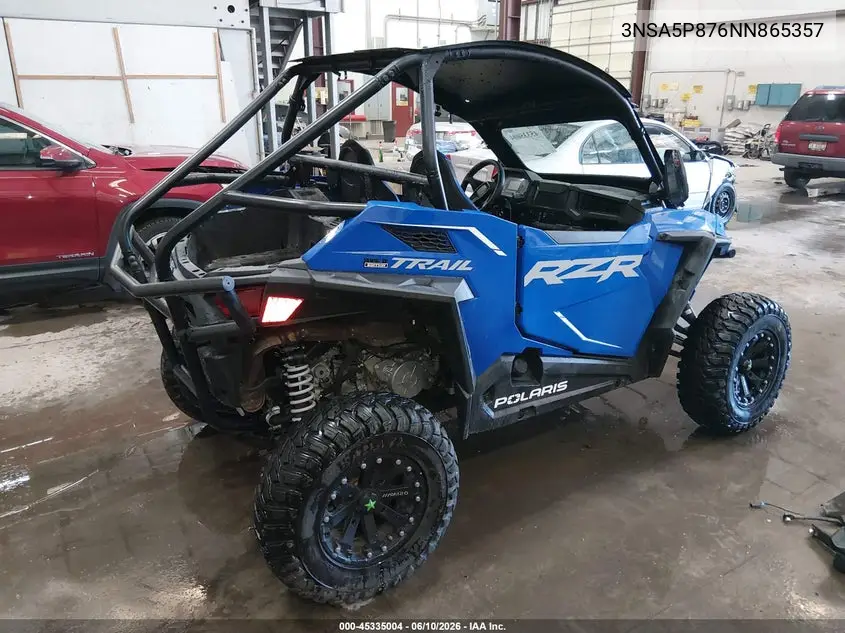 2022 Polaris Rzr Trail Premium VIN: 3NSA5P876NN865357 Lot: 45335004