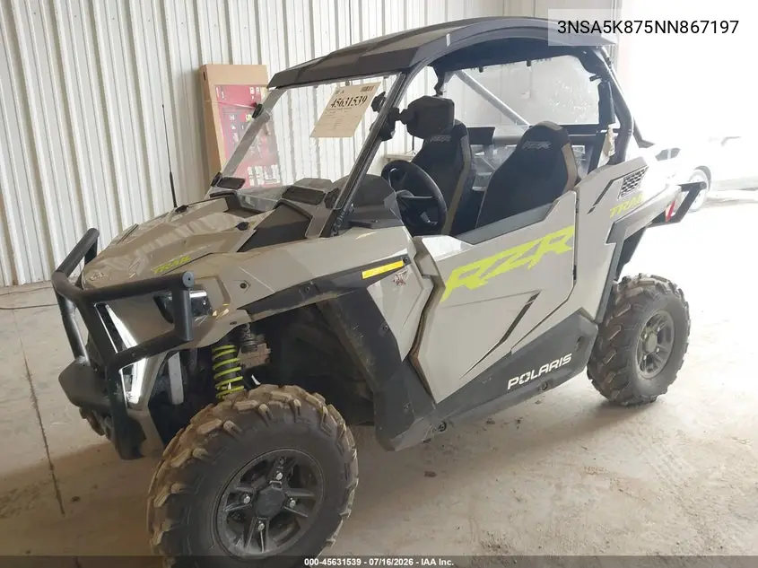 2022 Polaris Rzr Trail Ultimate VIN: 3NSA5K875NN867197 Lot: 45631539