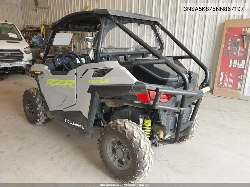 2022 Polaris Rzr Trail Ultimate VIN: 3NSA5K875NN867197 Lot: 45631539