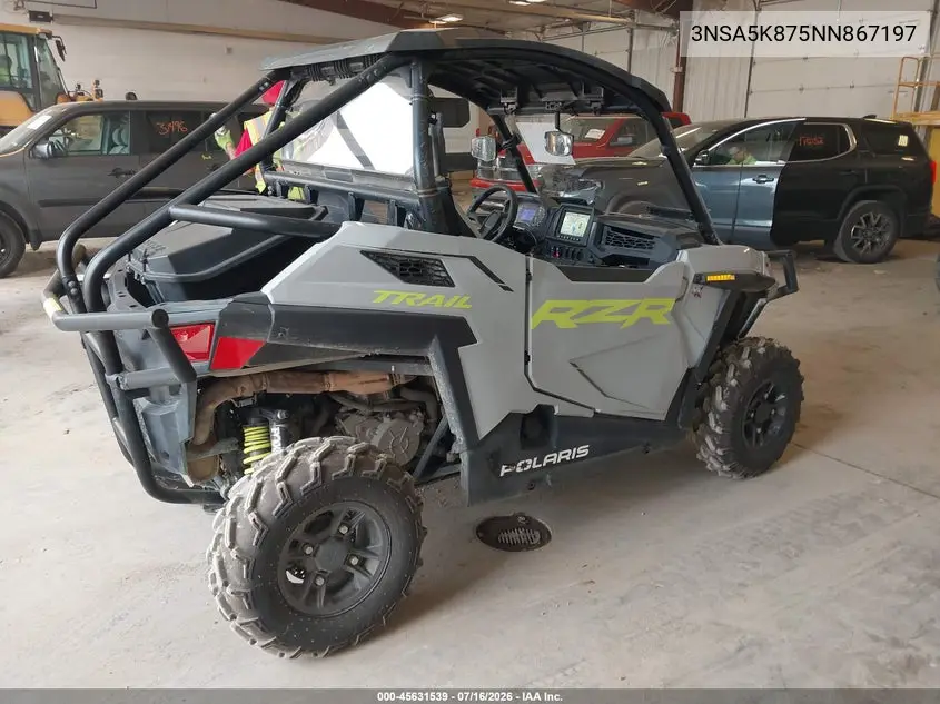 2022 Polaris Rzr Trail Ultimate VIN: 3NSA5K875NN867197 Lot: 45631539