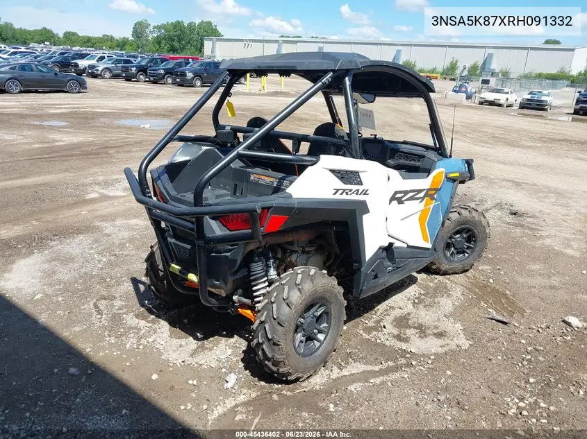 2024 Polaris Rzr Trail Ultimate VIN: 3NSA5K87XRH091332 Lot: 45436402