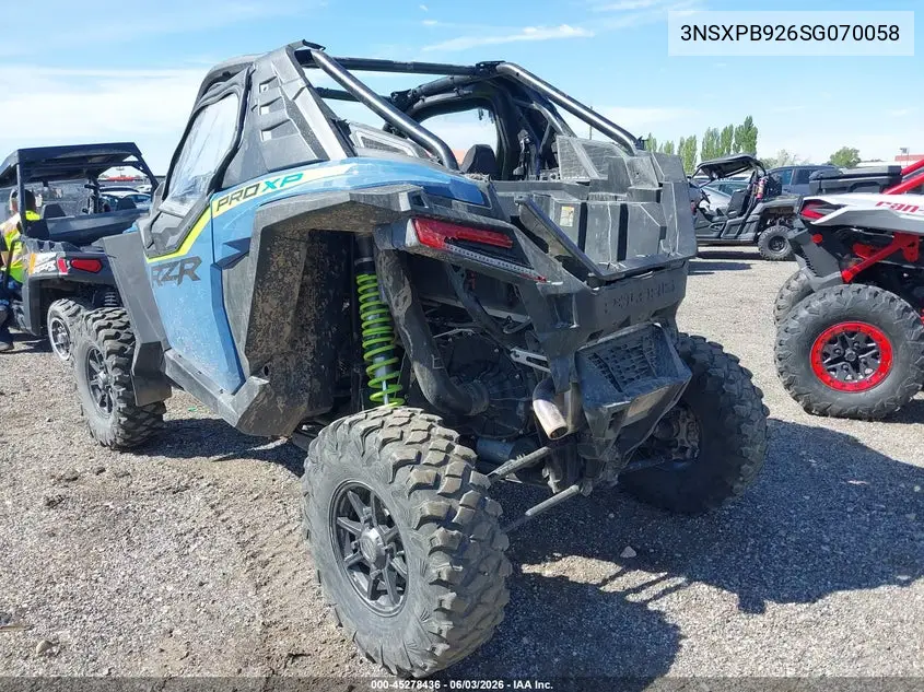 2025 Polaris Rzr Pro Xp Premium VIN: 3NSXPB926SG070058 Lot: 45278436