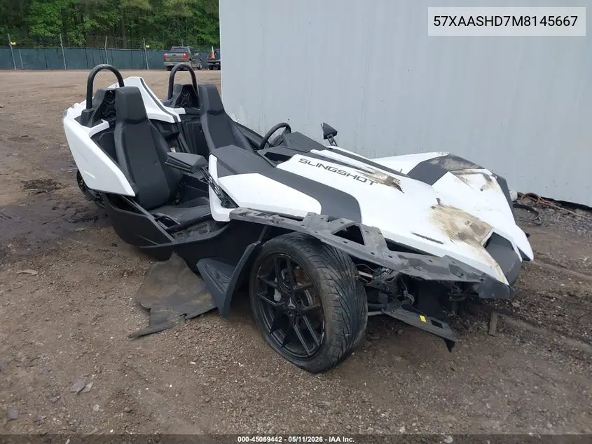 2021 Polaris Slingshot S VIN: 57XAASHD7M8145667 Lot: 45069442