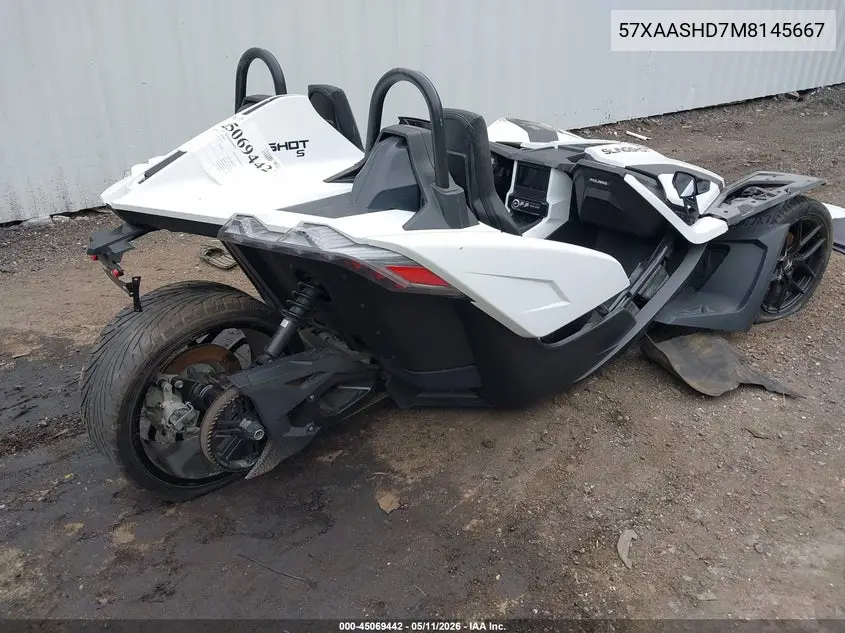 2021 Polaris Slingshot S VIN: 57XAASHD7M8145667 Lot: 45069442