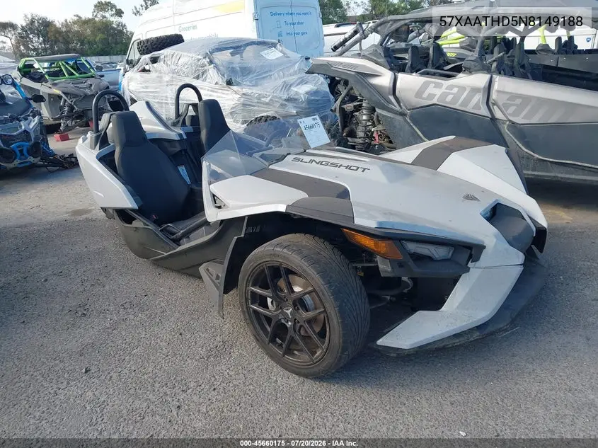 2022 Polaris Slingshot S With Technology Package VIN: 57XAATHD5N8149188 Lot: 45660175