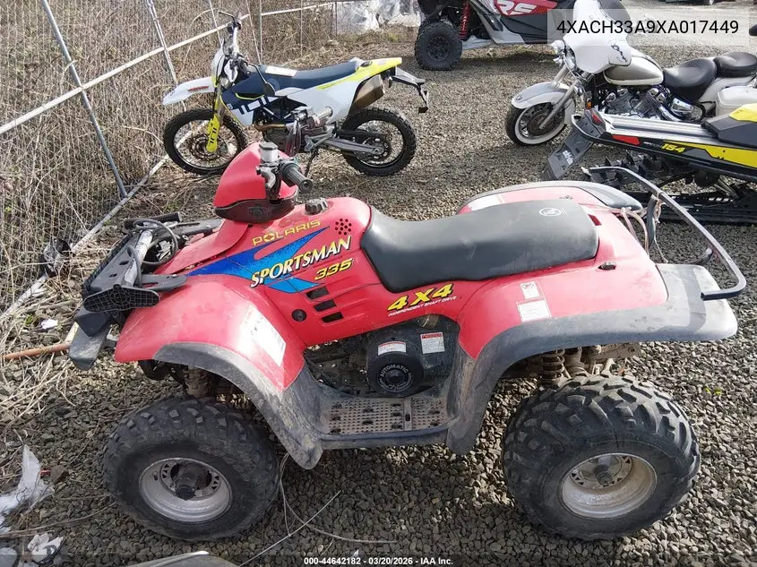 1999 Polaris Sportsman VIN: 4XACH33A9XA017449 Lot: 44642182