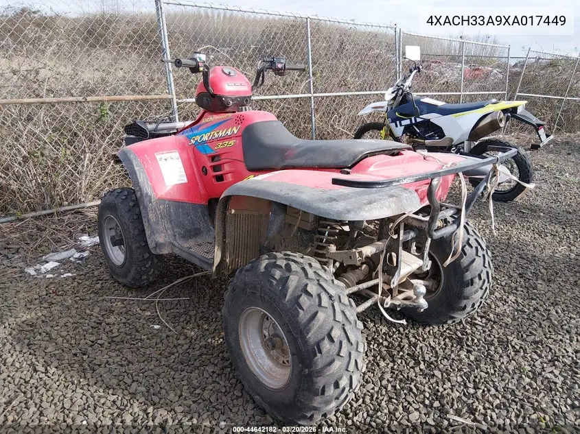 1999 Polaris Sportsman VIN: 4XACH33A9XA017449 Lot: 44642182