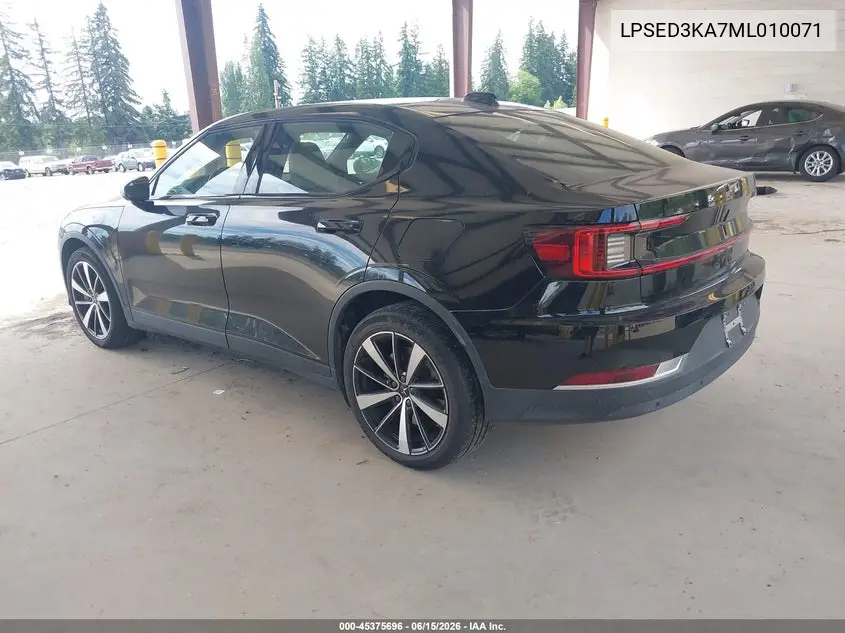 2021 Polestar 2 Launch Edition VIN: LPSED3KA7ML010071 Lot: 45375696